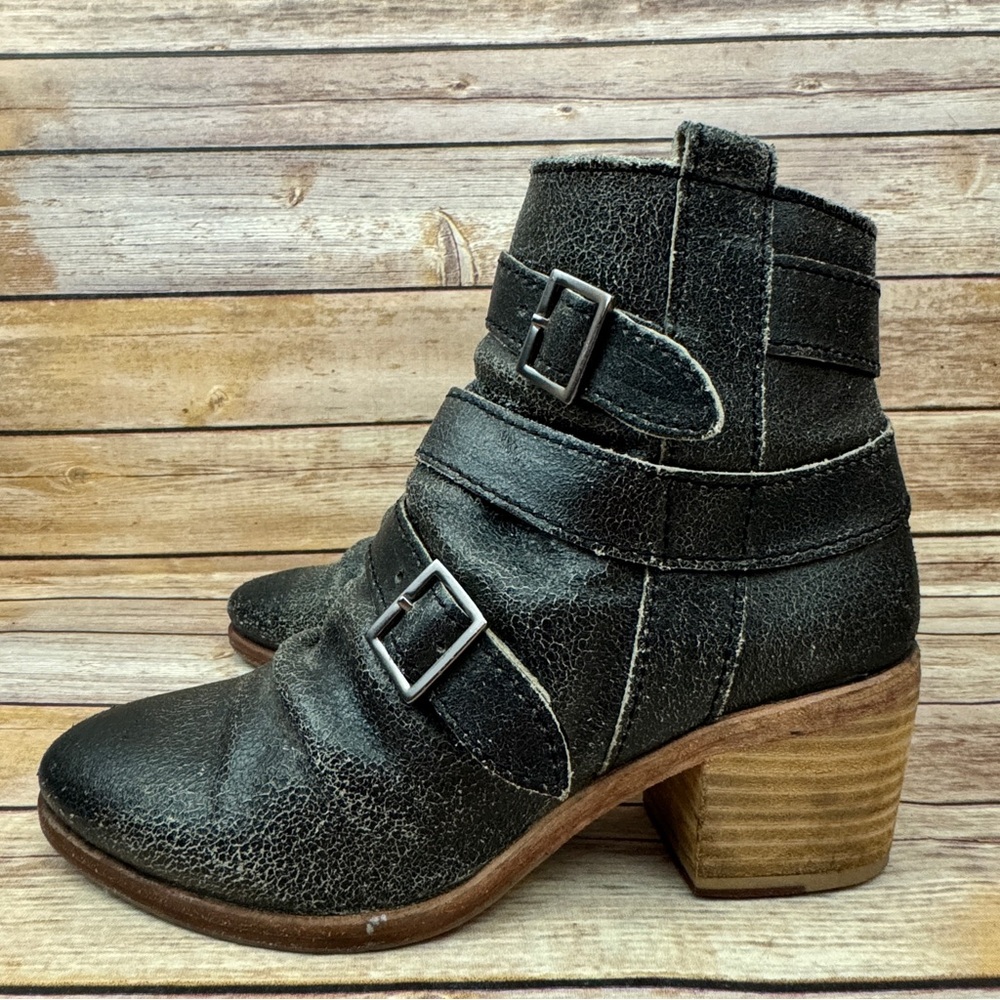 Anthropologie Kelsi Dagger Brooklyn KDB Grand Buckle Womens Leather Ankle Boots